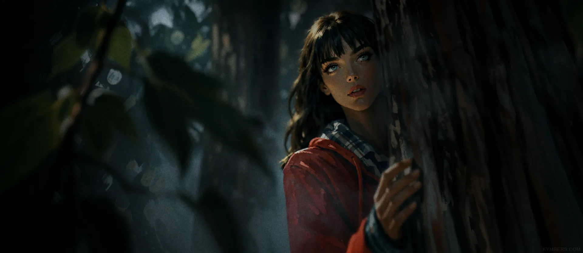 Eva Watches Through Trees